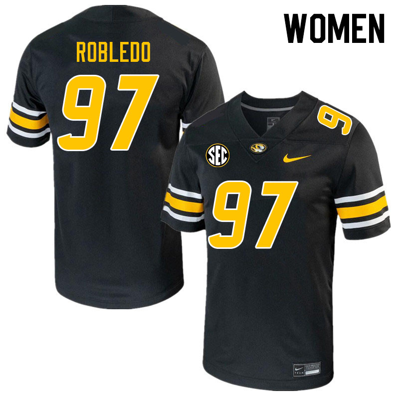 Women #97 Daniel Robledo Missouri Tigers College 2023 Football Stitched Jerseys Sale-Black